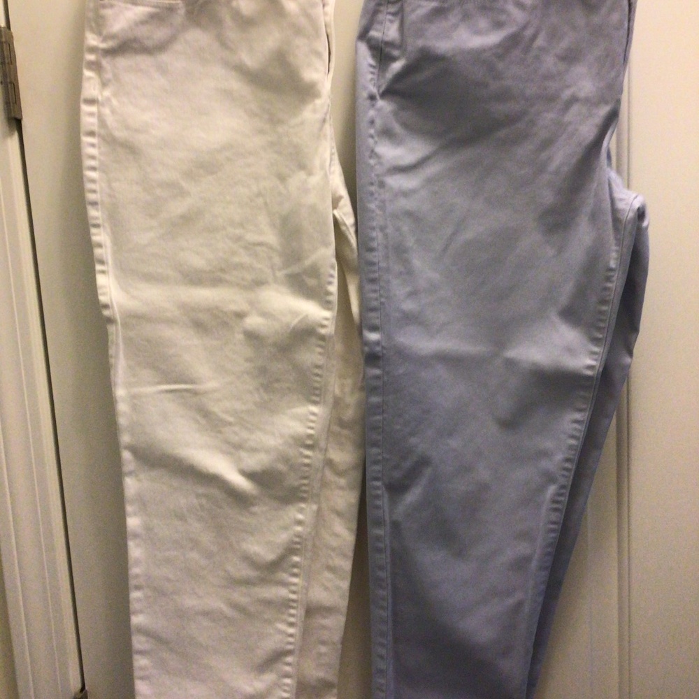 Talbots JeansPetites TWO Pair White and Blue